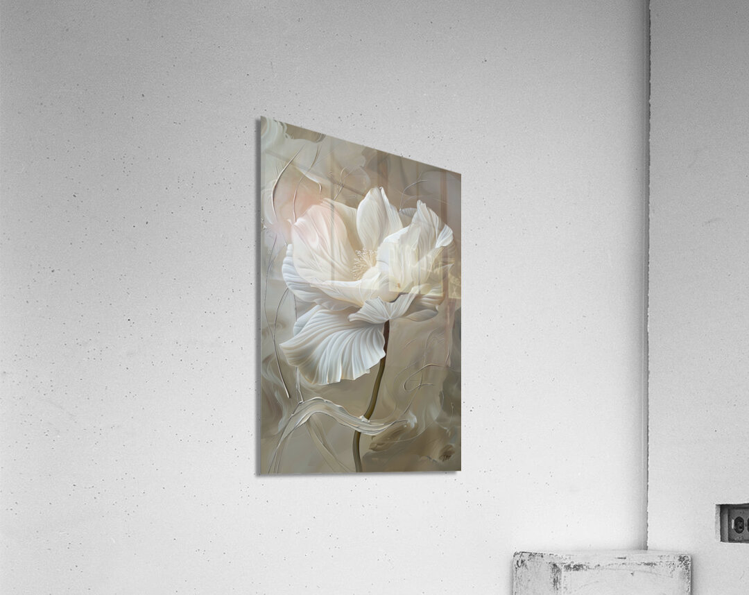 White Flowers Fabric:B Acrylic Print