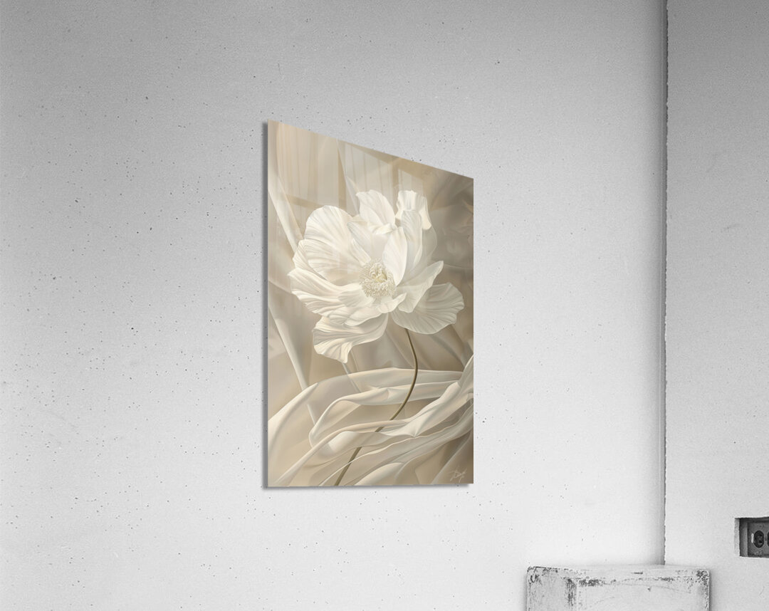 White Flowers Fabric:C Acrylic Print