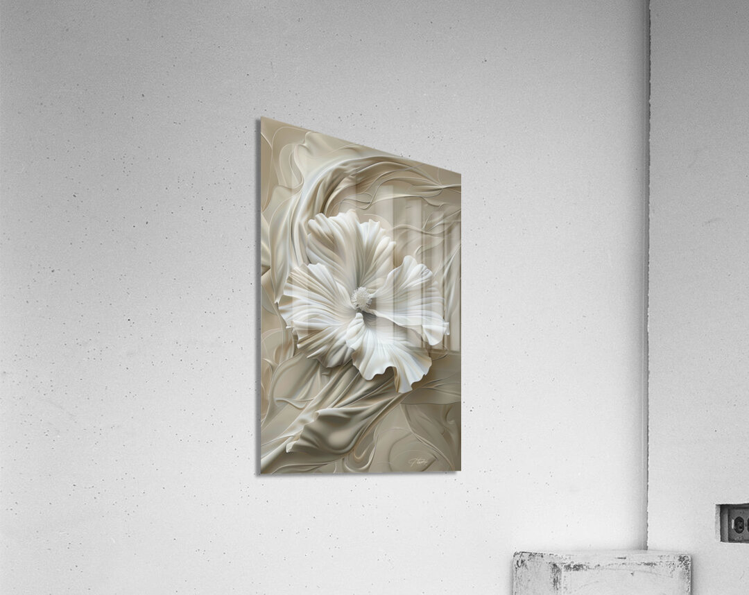 White Flowers Fabric:A Acrylic Print