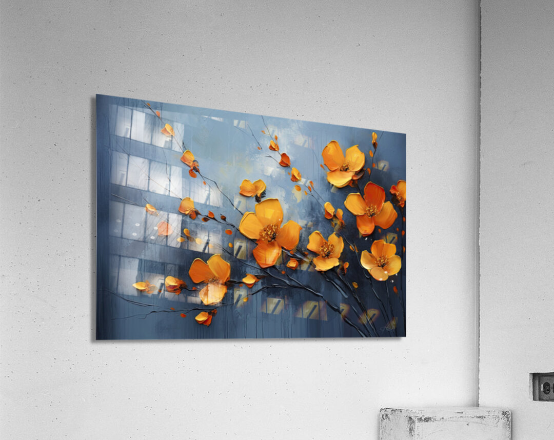 orange wall flowers Acrylic Print