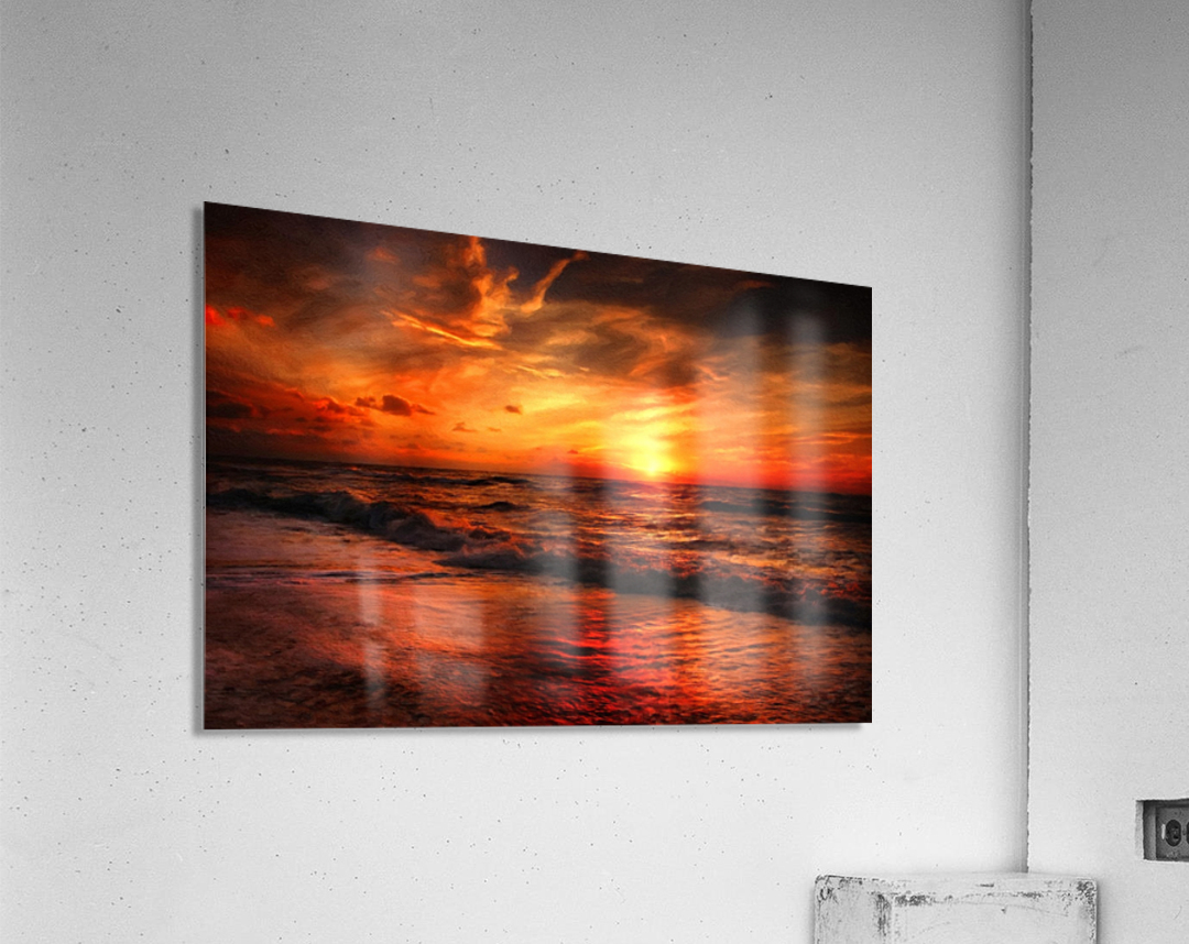 sunset beach red Acrylic Print