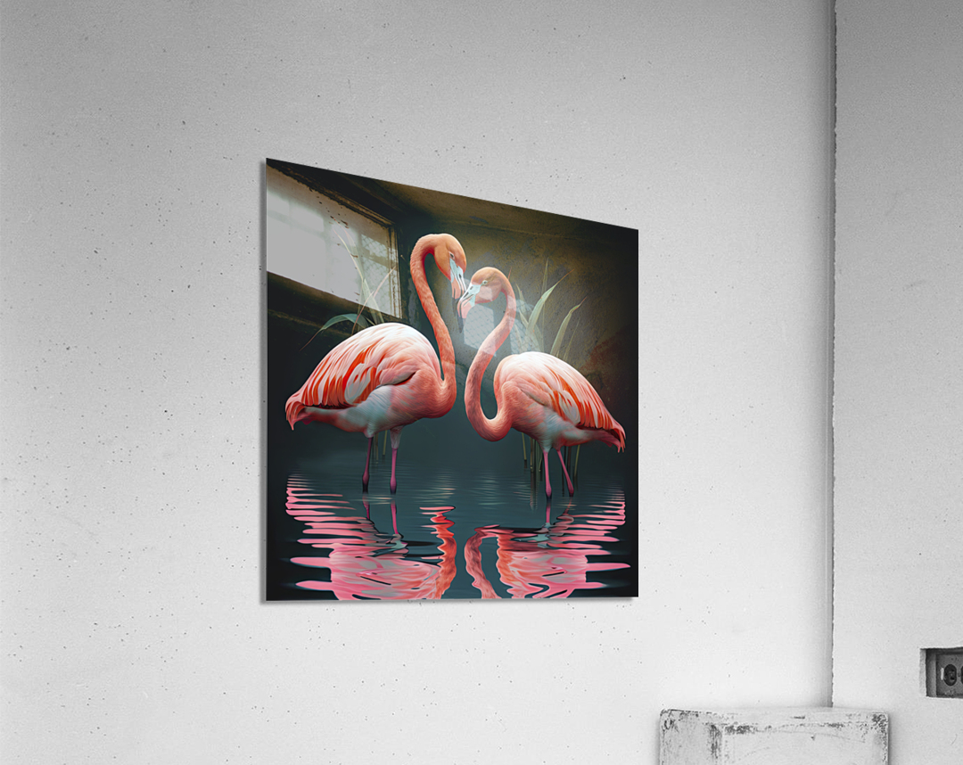 flamingos at night Acrylic Print