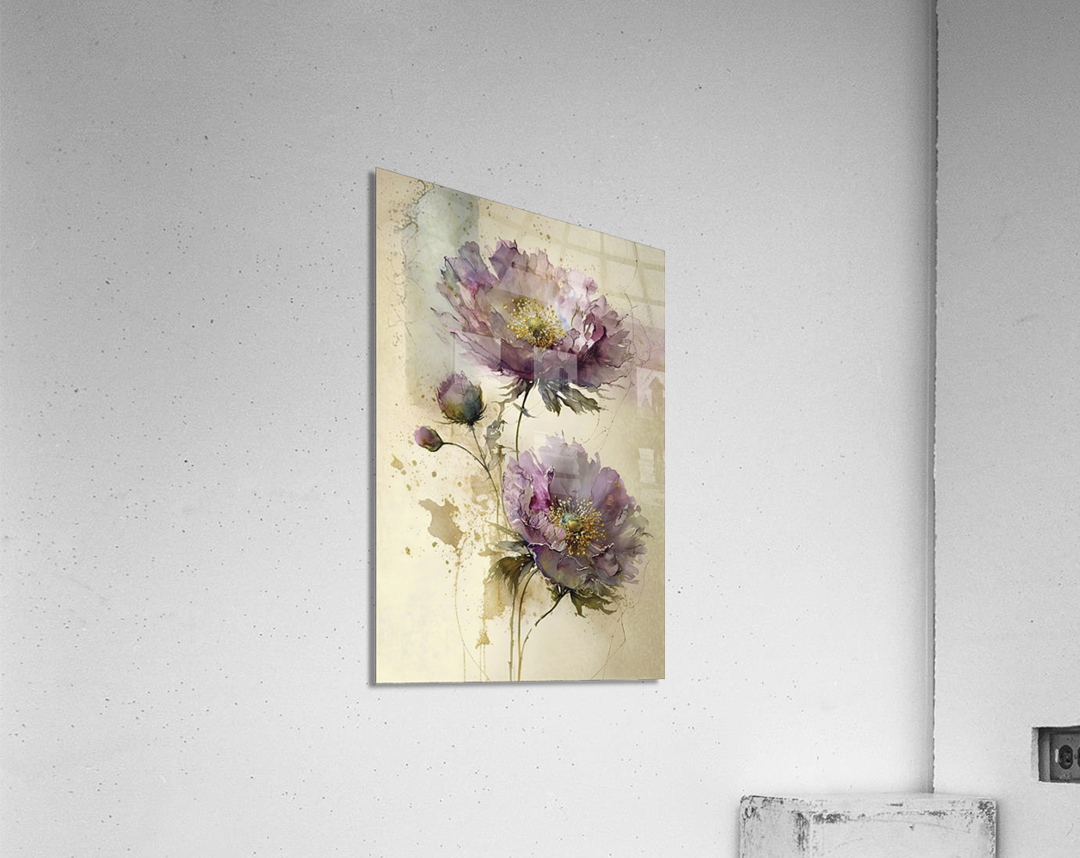 purple vintage flowers Acrylic Print