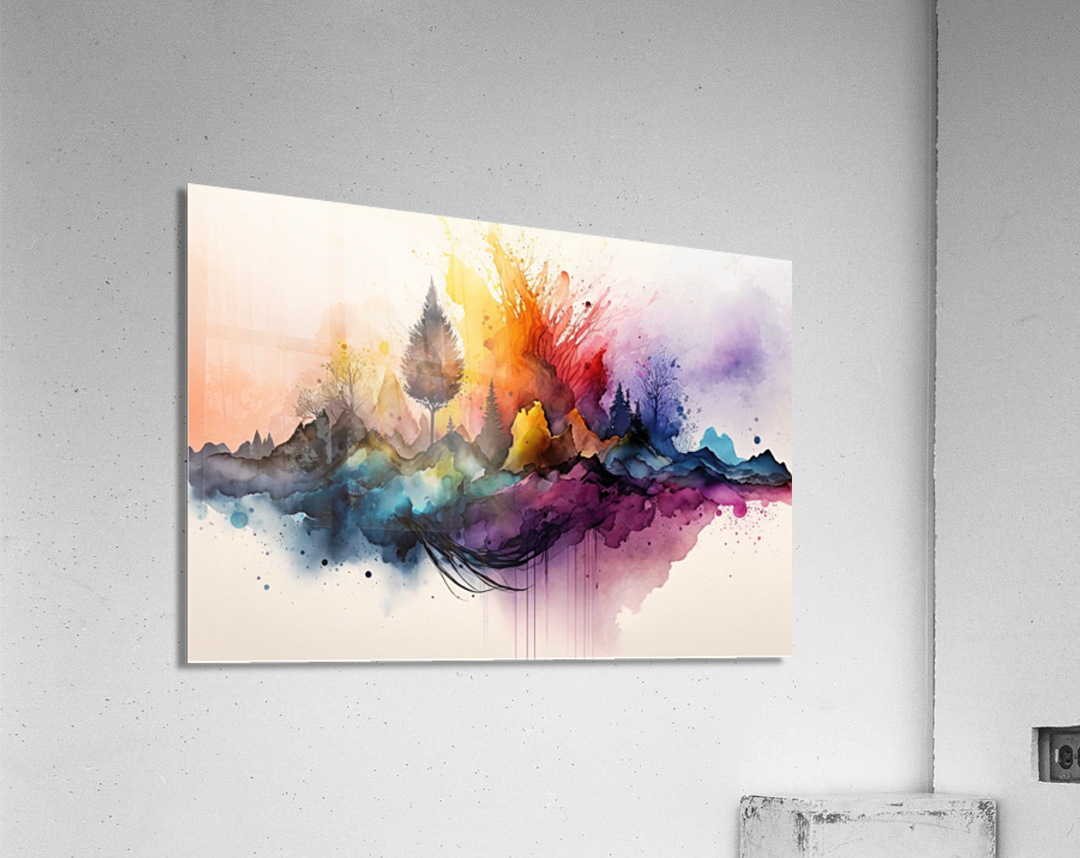 splashed with colors tree Acrylic Print