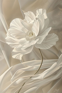 White Flowers Fabric:C