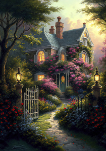 house in the woods in spring