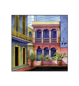 tropical island town street