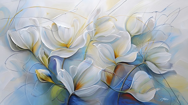 Blue Day Flowers Print