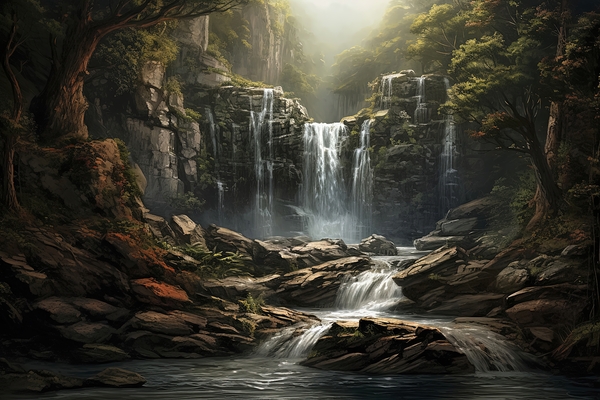 waterfall in the twilight Print