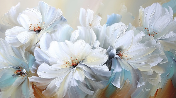 White Flowers Spring Print