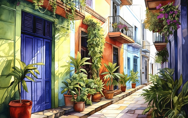 STREET ON THE ISLAND Print