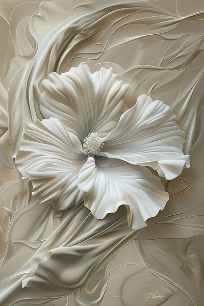 White Flowers Fabric:A Print