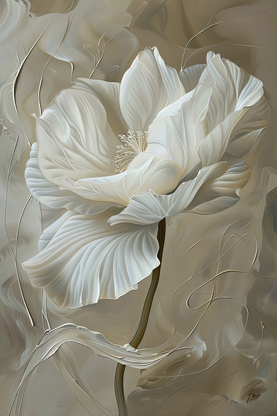 White Flowers Fabric:B Print