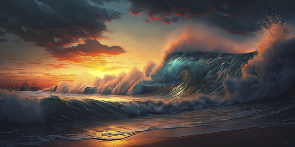 aggressive transparent waves Print