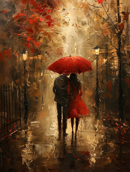 couple in the rain Print