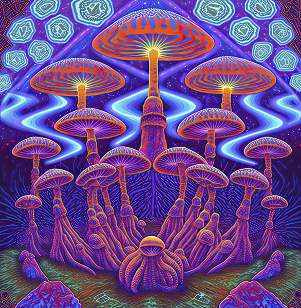 fluorescent mushrooms Print