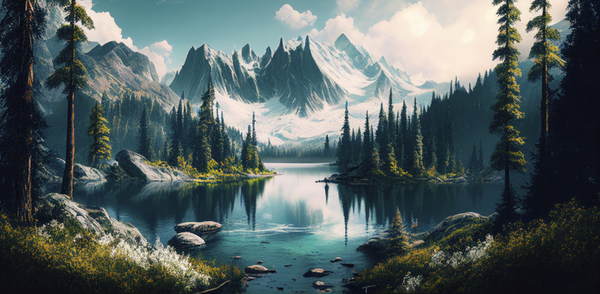 green forest lake Print