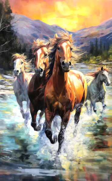 herd of horses Print