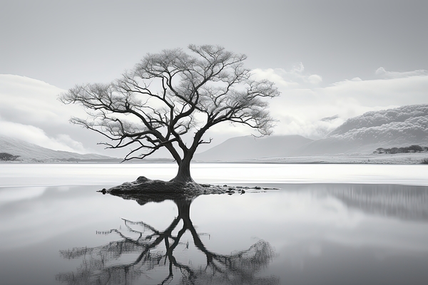 lake tree reflections Print