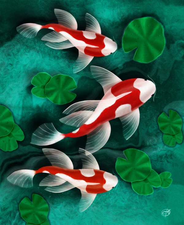 red White Goldfish Print