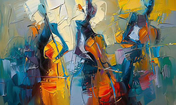 stylish double bass Print