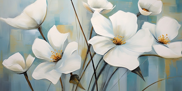 summer white flowers Print