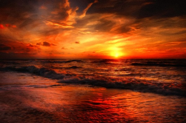 sunset beach red Print