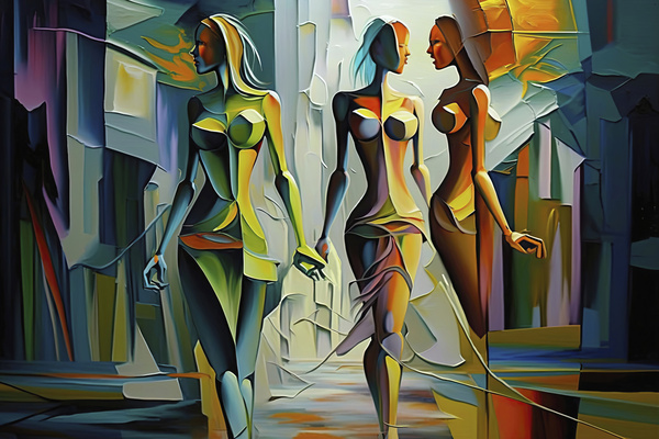three models walking Print