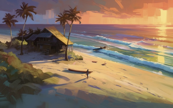 tropical beach house concept Print