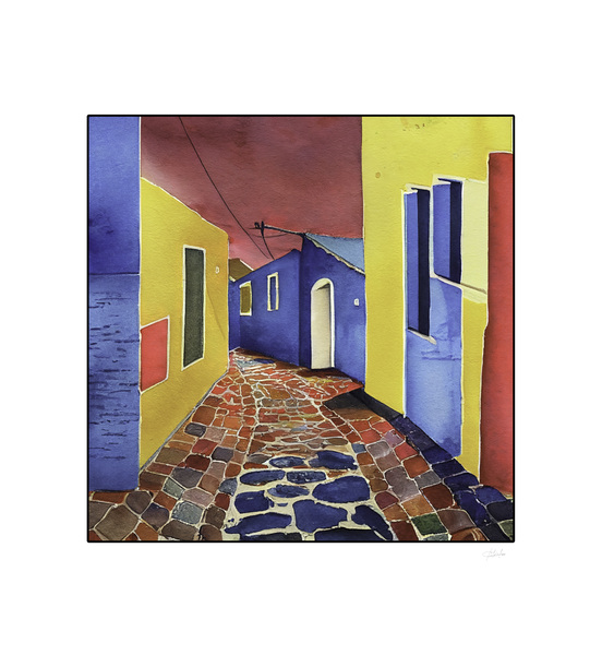 tropical town street Print