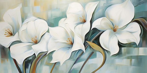 white flowers style Print