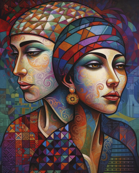 women s with headscarf IV Print