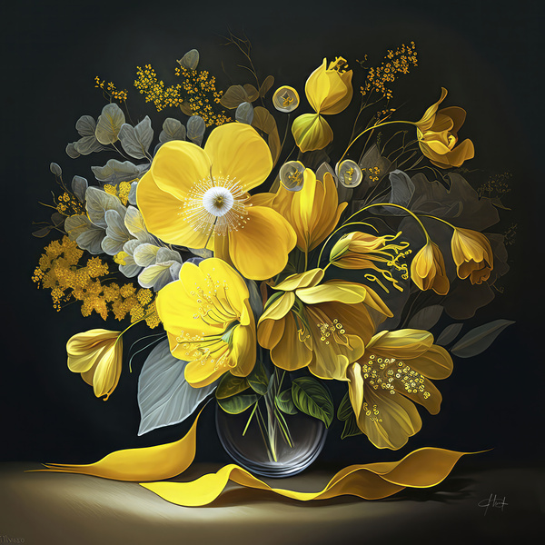 yellow flowers art Print