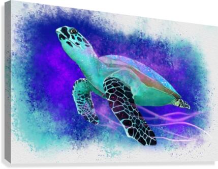 Splashed Water Turtle Canvas Print