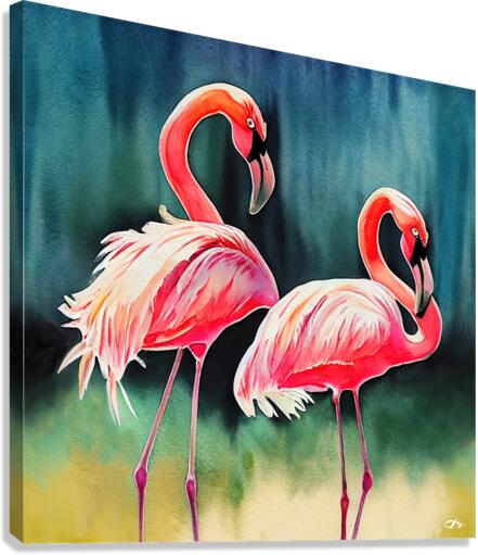 flamingos in the water Canvas Print