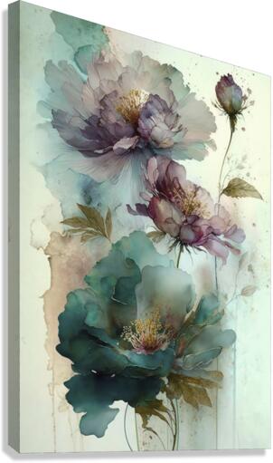 turquoise vintage flowers Canvas Print
