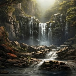 waterfall in the twilight