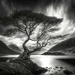 black and white sunset