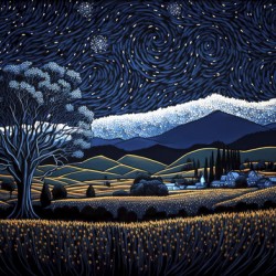 starry night over plains