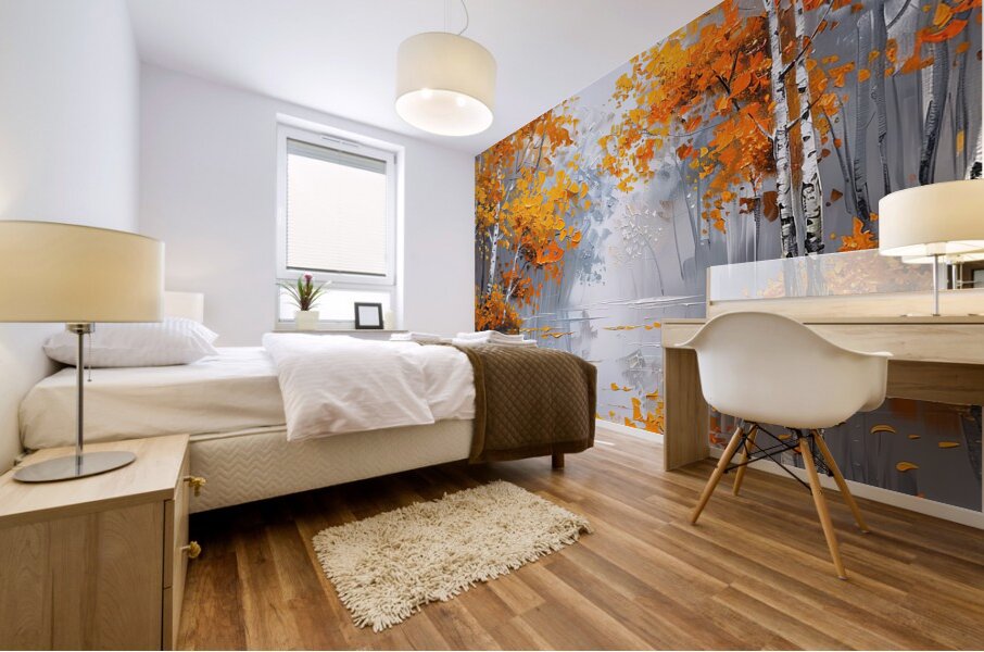 autumn in orange color Mural print