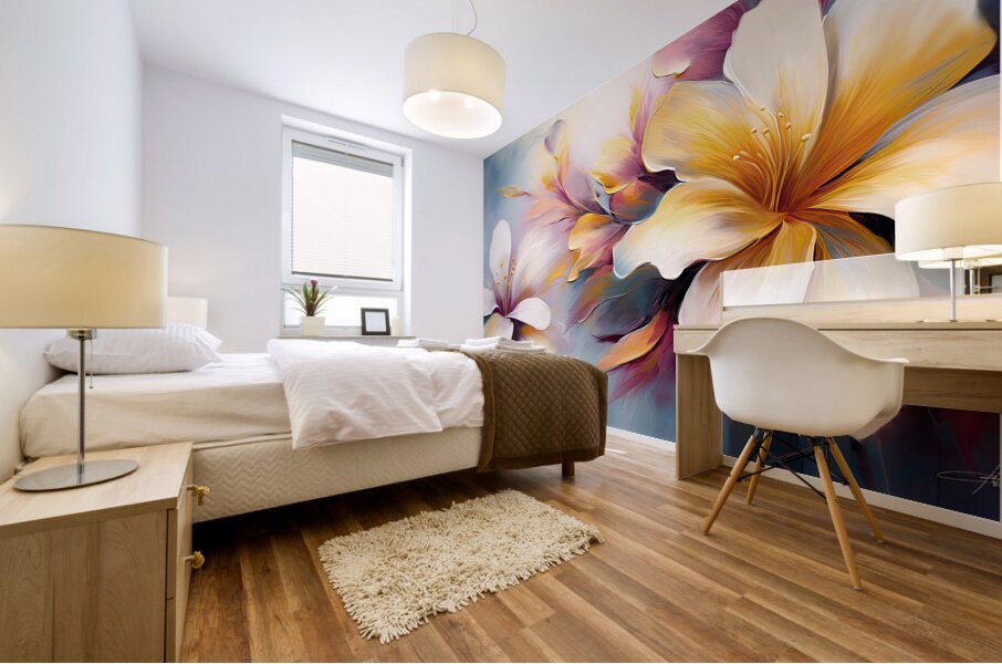 tropical white poppy Mural print