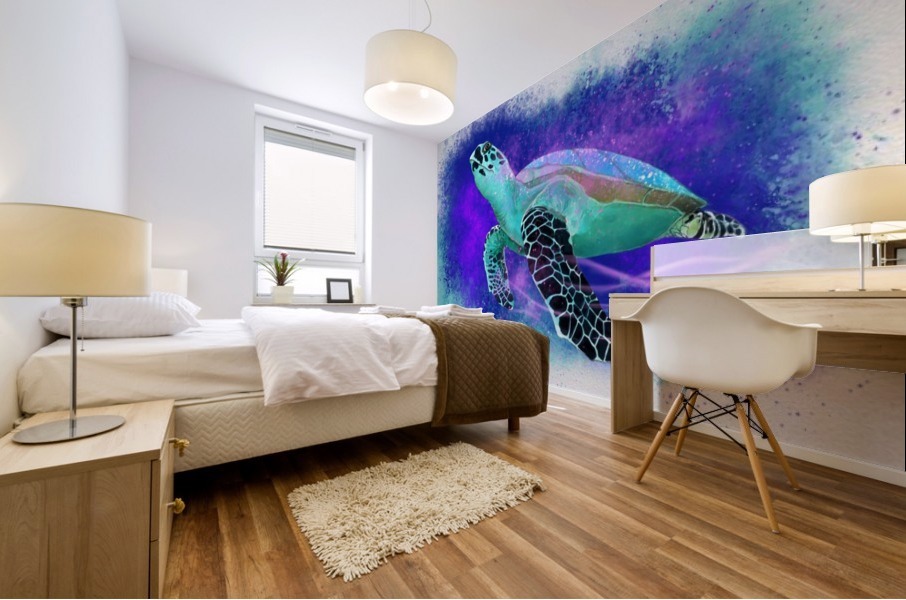 Splashed Water Turtle Mural print