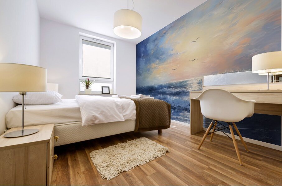 ocean swell sunset Mural print