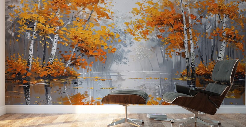 autumn in orange color Wall Murals