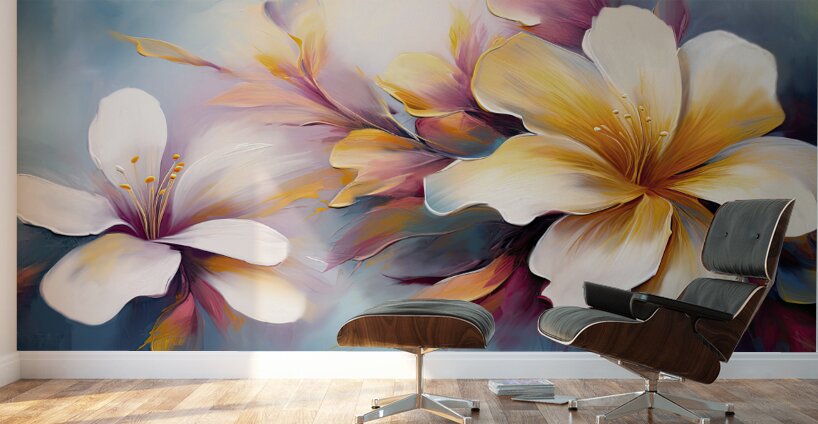 tropical white poppy Wall Murals