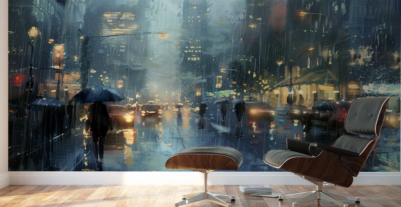 rainy day in the big city Wall Murals