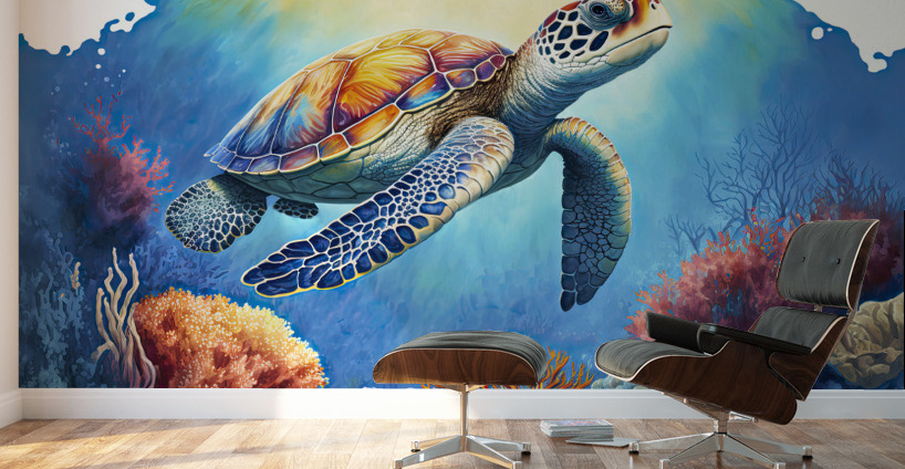 turtle in the tropics Wall Murals