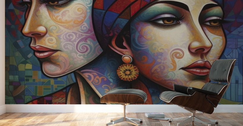 women s with headscarf IV Wall Murals