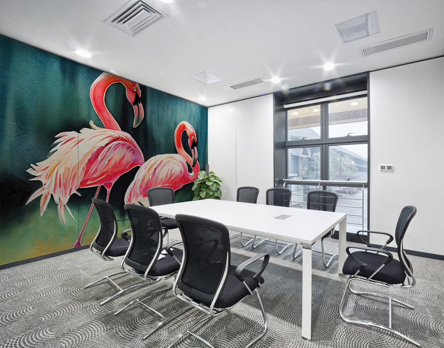 flamingos in the water Wall Printing