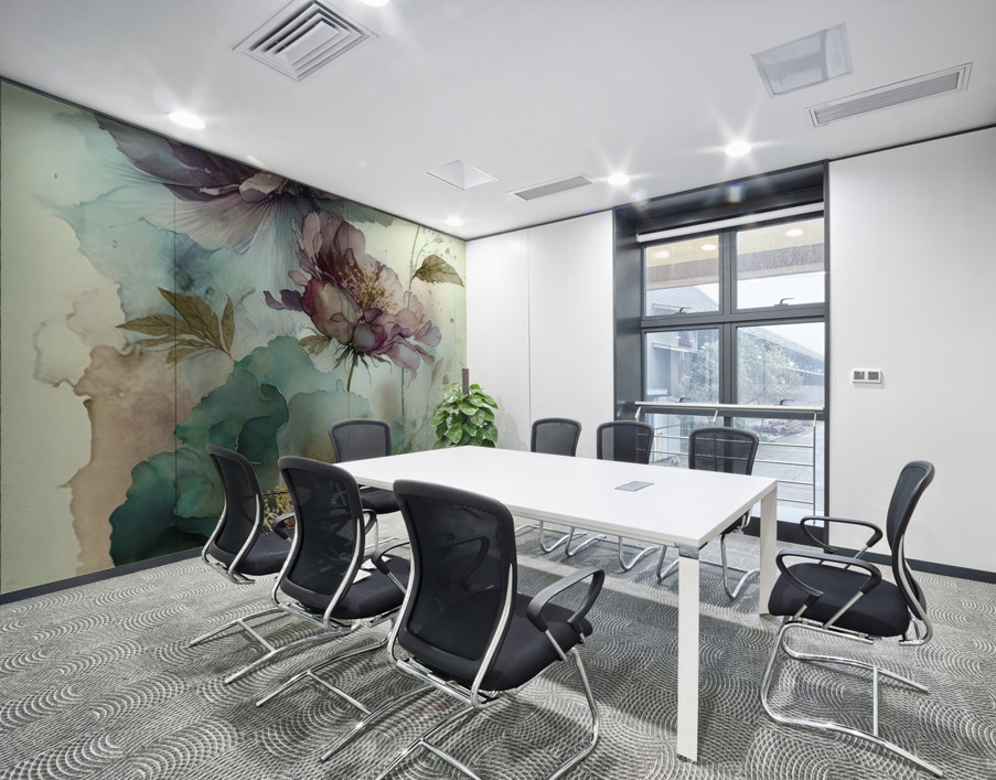 turquoise vintage flowers Wall Printing